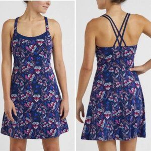 Title Nine Yes Dress Keukenhof Strappy Blue Floral Shelf Bra Outdoor, L NWT